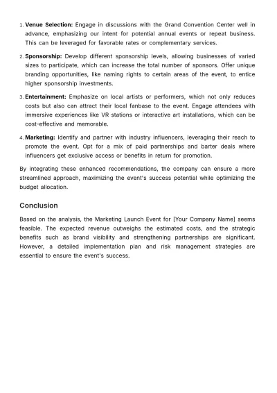 Free Marketing Launch Event Feasibility Study Template to Edit Online