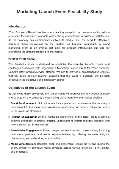 Free Marketing Launch Event Feasibility Study Template to Edit Online