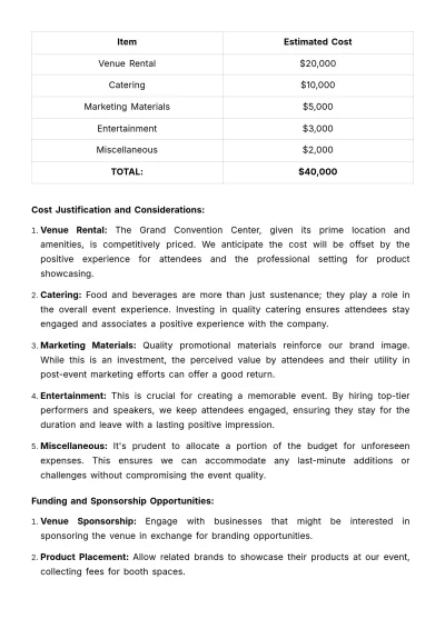 Free Marketing Launch Event Feasibility Study Template to Edit Online