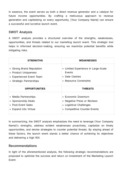 Free Marketing Launch Event Feasibility Study Template to Edit Online
