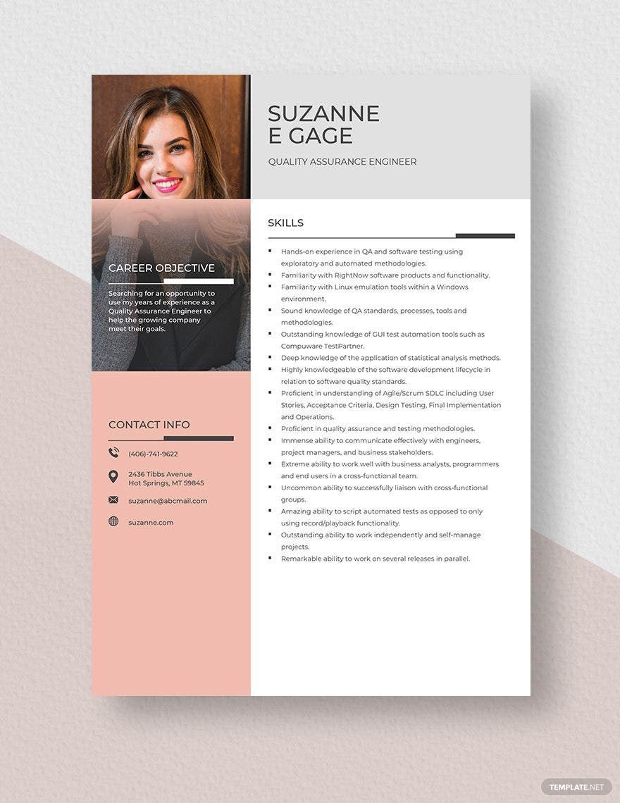 Quality Assurance Engineer Resume Template