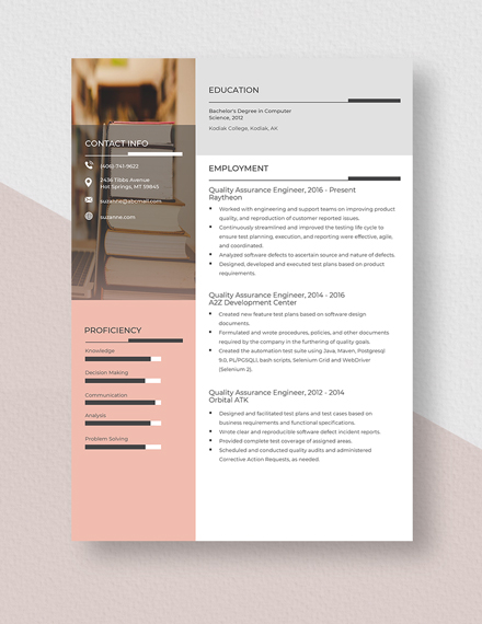 Quality Assurance Engineer Resume Template