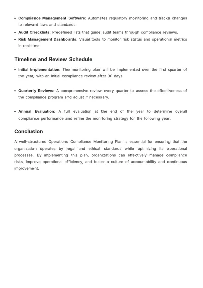 Free Operations Compliance Monitoring Plan Template to Edit Online