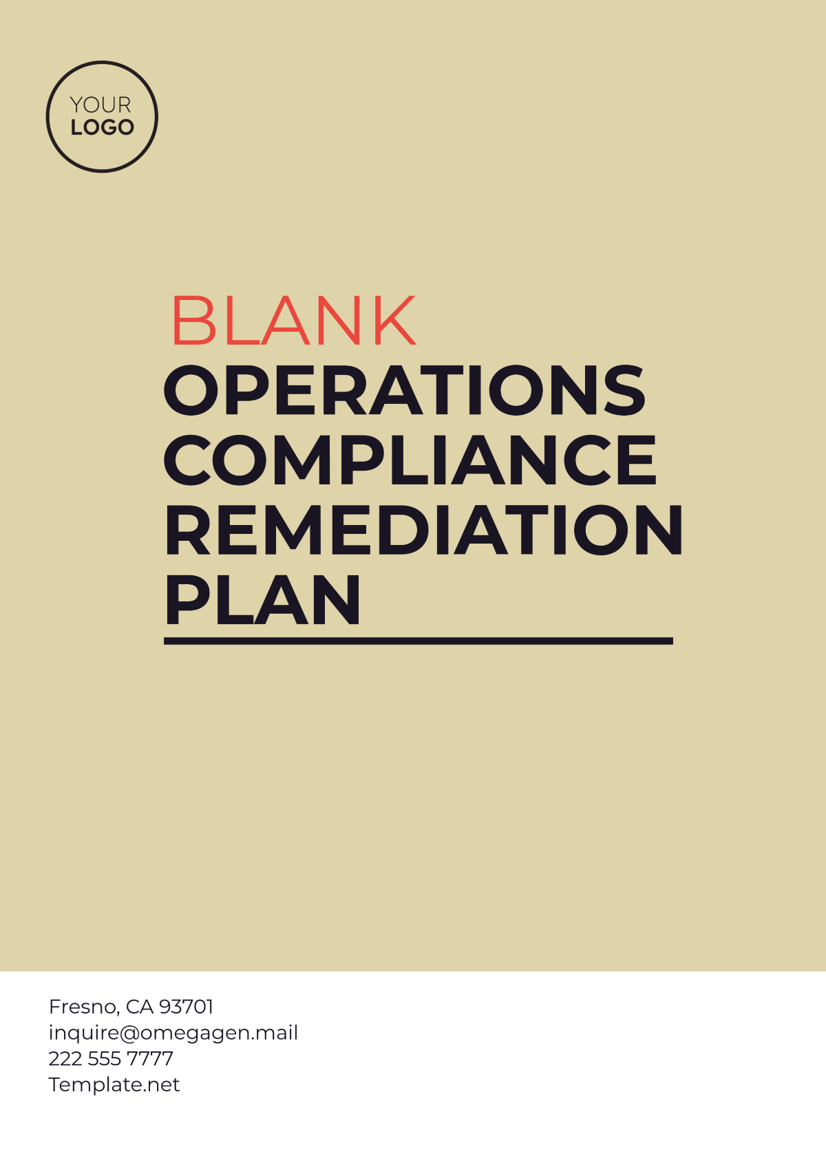 Blank Operations Compliance Remediation Plan Template