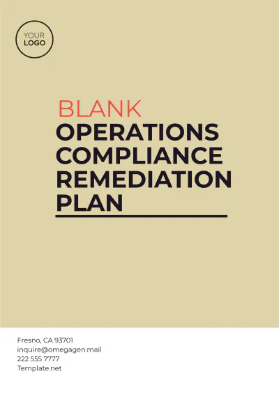 Free Blank Operations Compliance Remediation Plan Template to Edit Online
