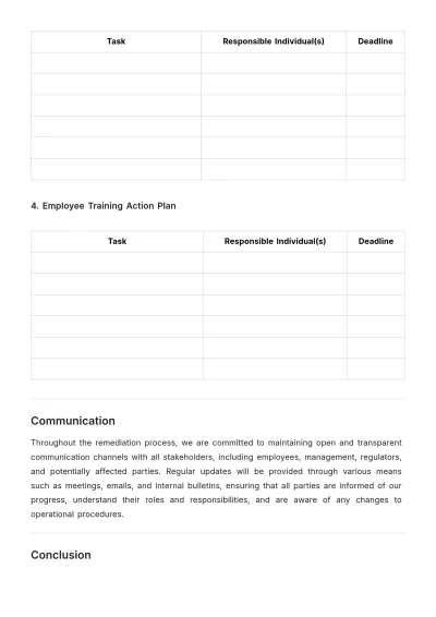 Free Blank Operations Compliance Remediation Plan Template to Edit Online