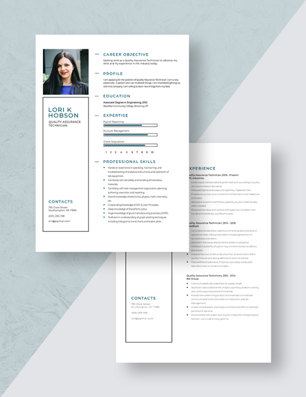 Quality Assurance Technician Resume Download