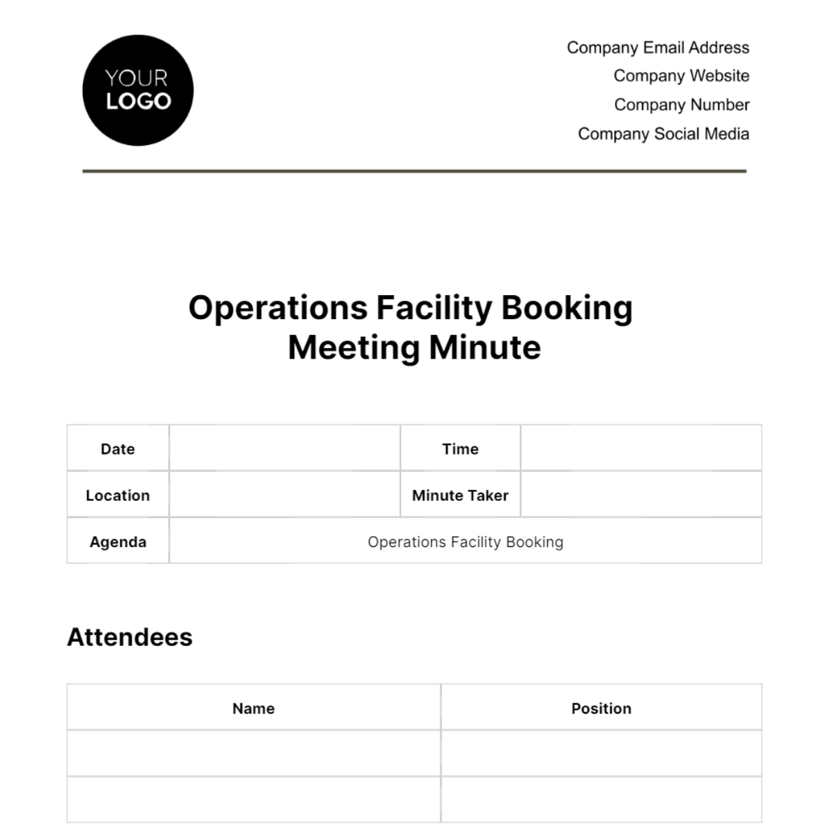 Operations Facility Booking Meeting Minute Template - Edit Online & Download