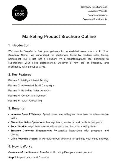 Free Marketing Product Brochure Outline Template to Edit Online