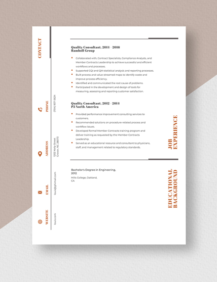 Quality Consultant Resume Template