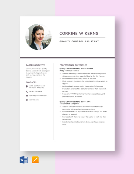 Document Control Assistant Resume Template [Free Pages] - Word, Apple ...