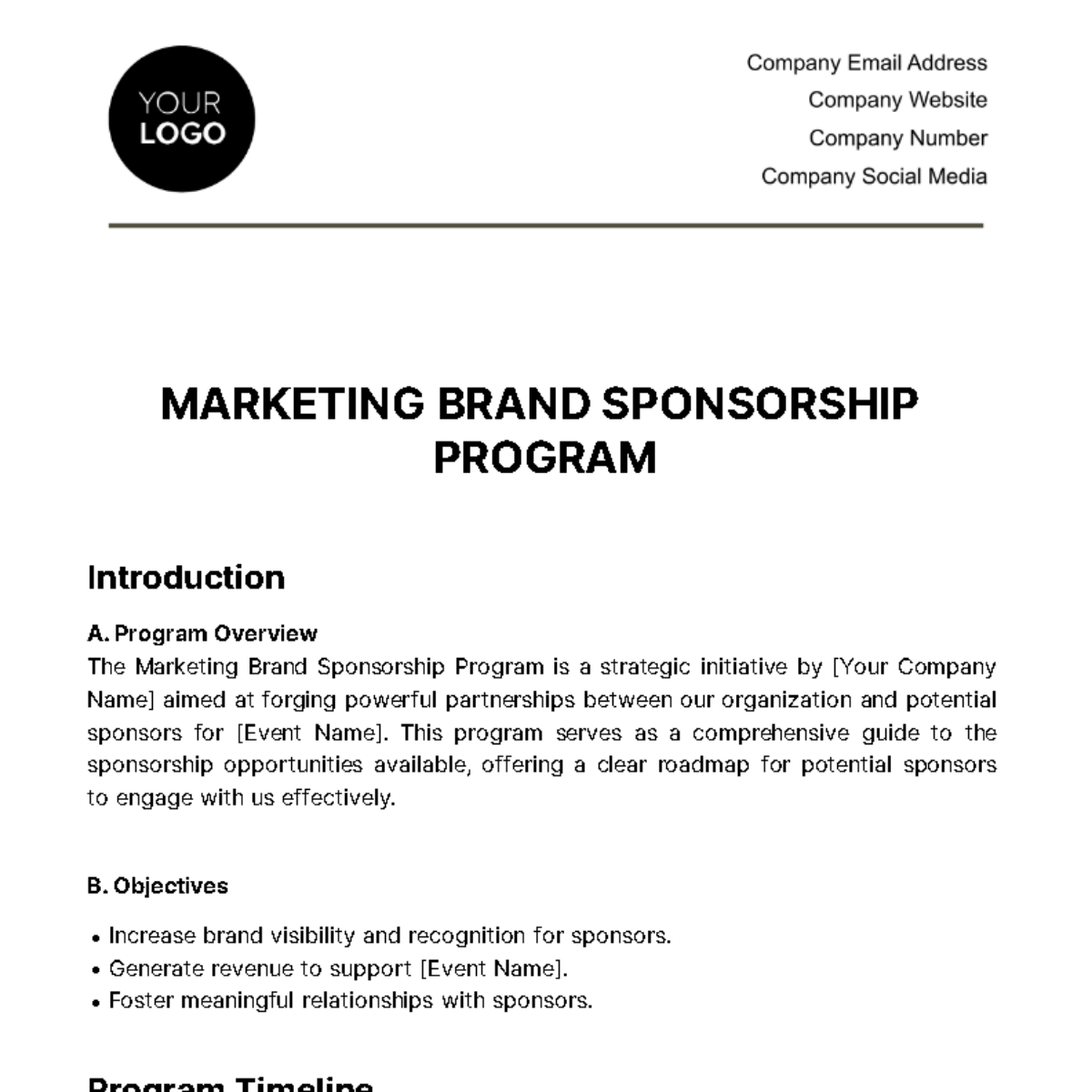Marketing Brand Sponsorship Program Template
