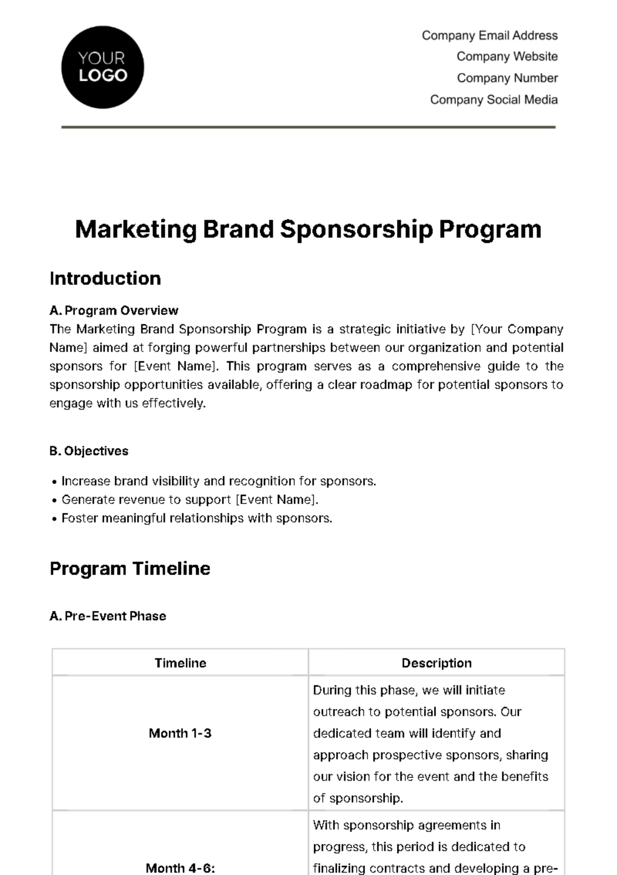 Marketing Brand Sponsorship Program Template