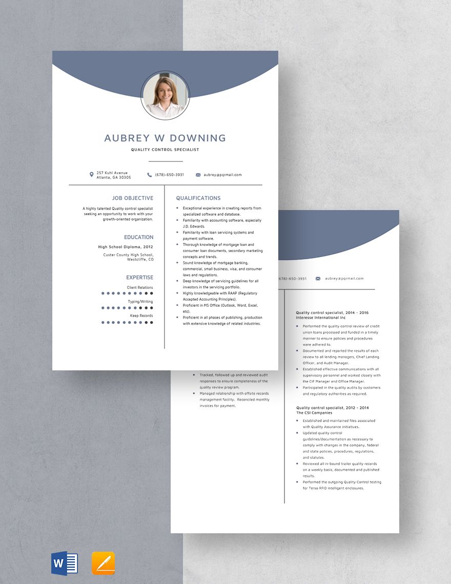 Quality Control Specialist Resume