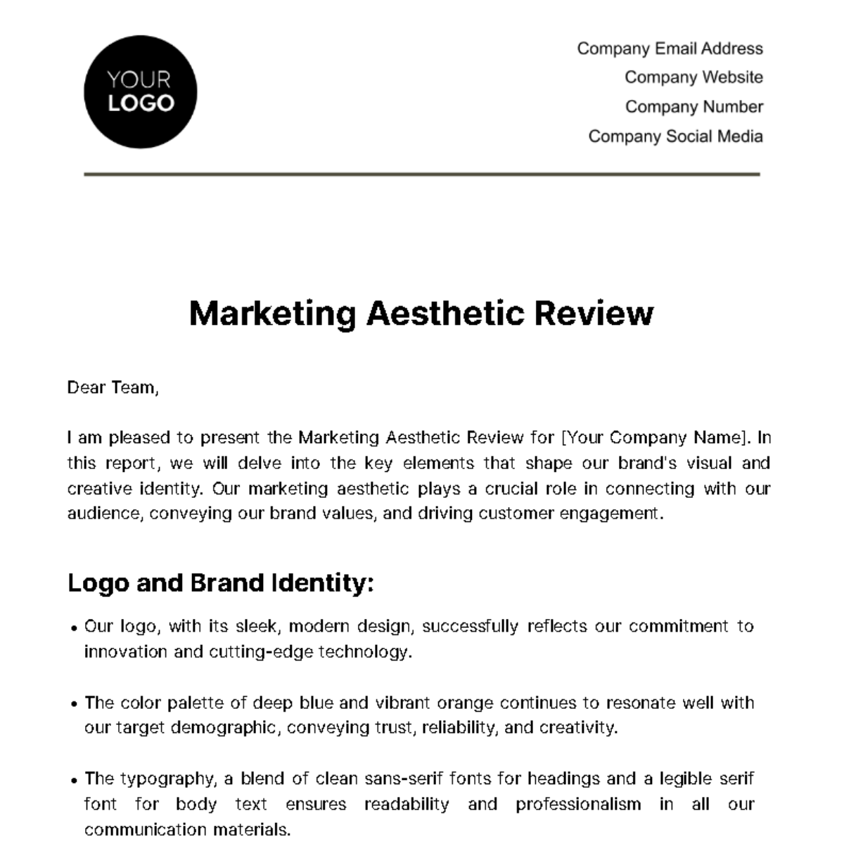 Marketing Aesthetic Review Template