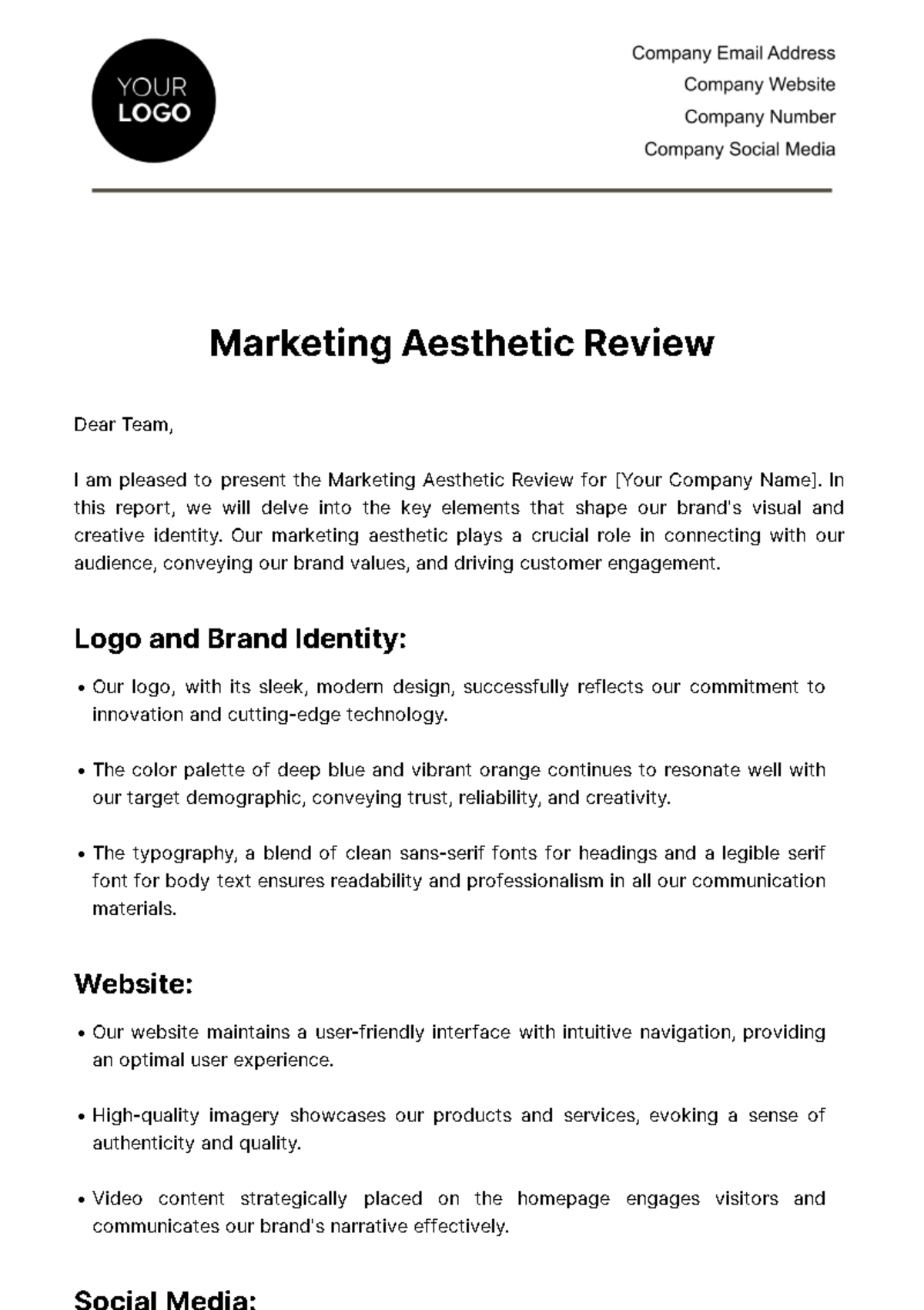 Free Marketing Aesthetic Review Template