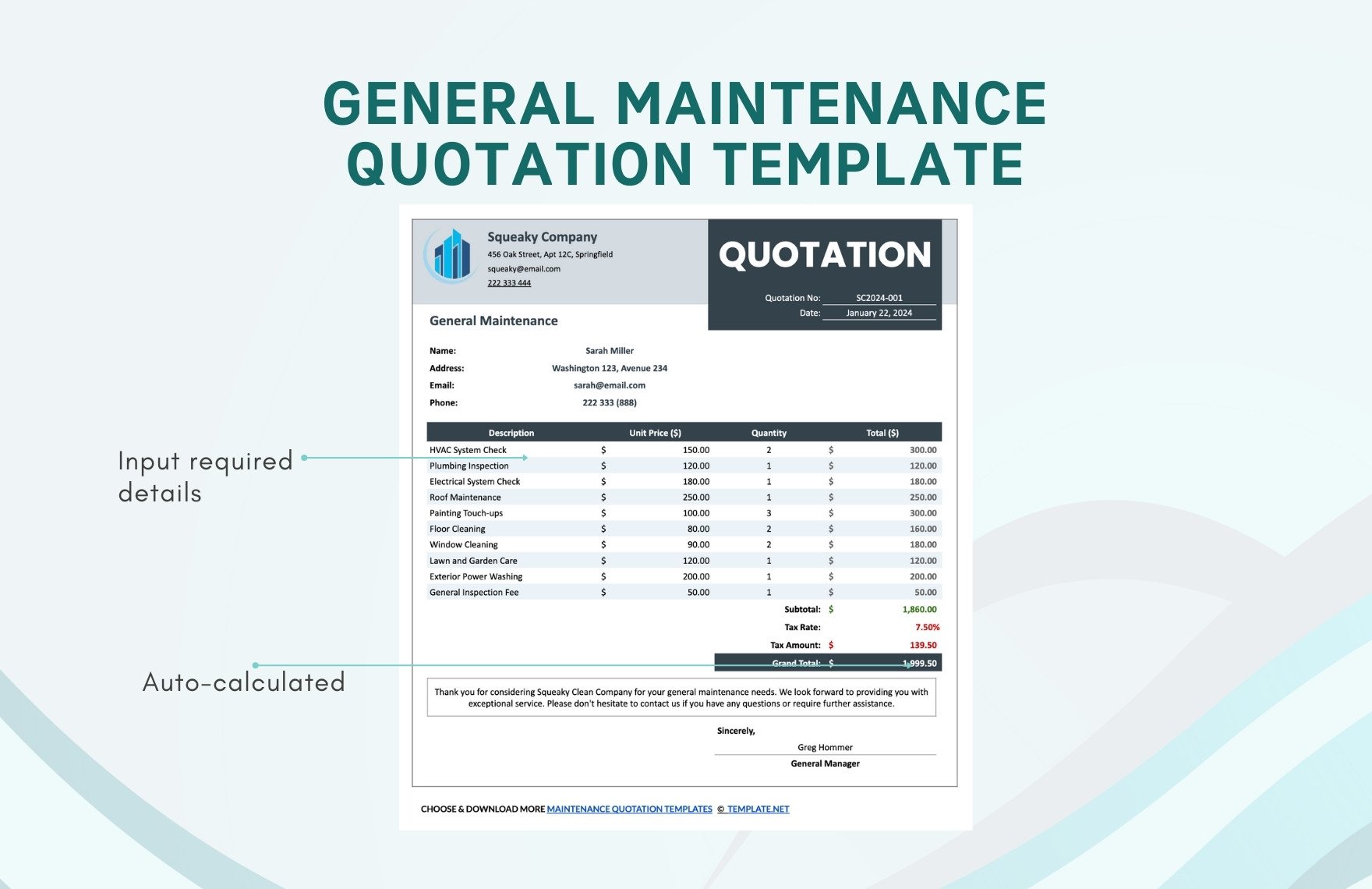 General Maintenance Quotation Template