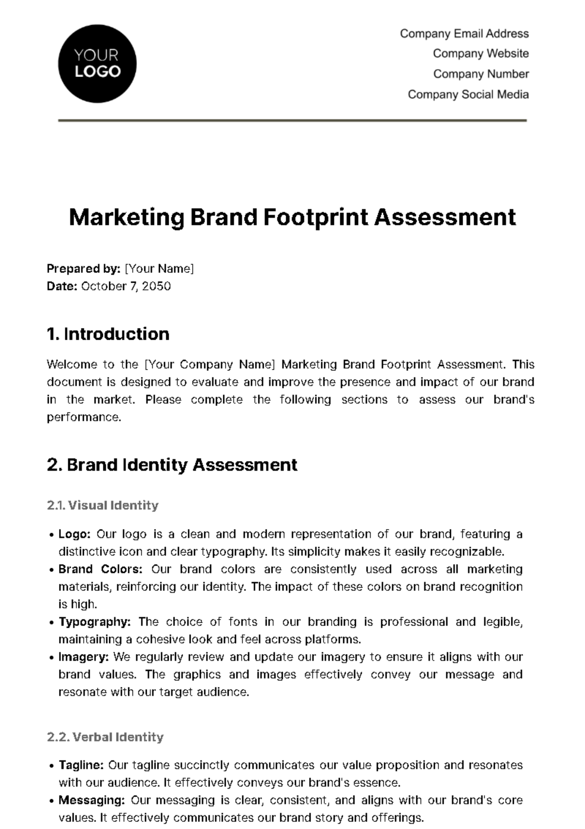 Free Marketing Brand Footprint Assessment Template