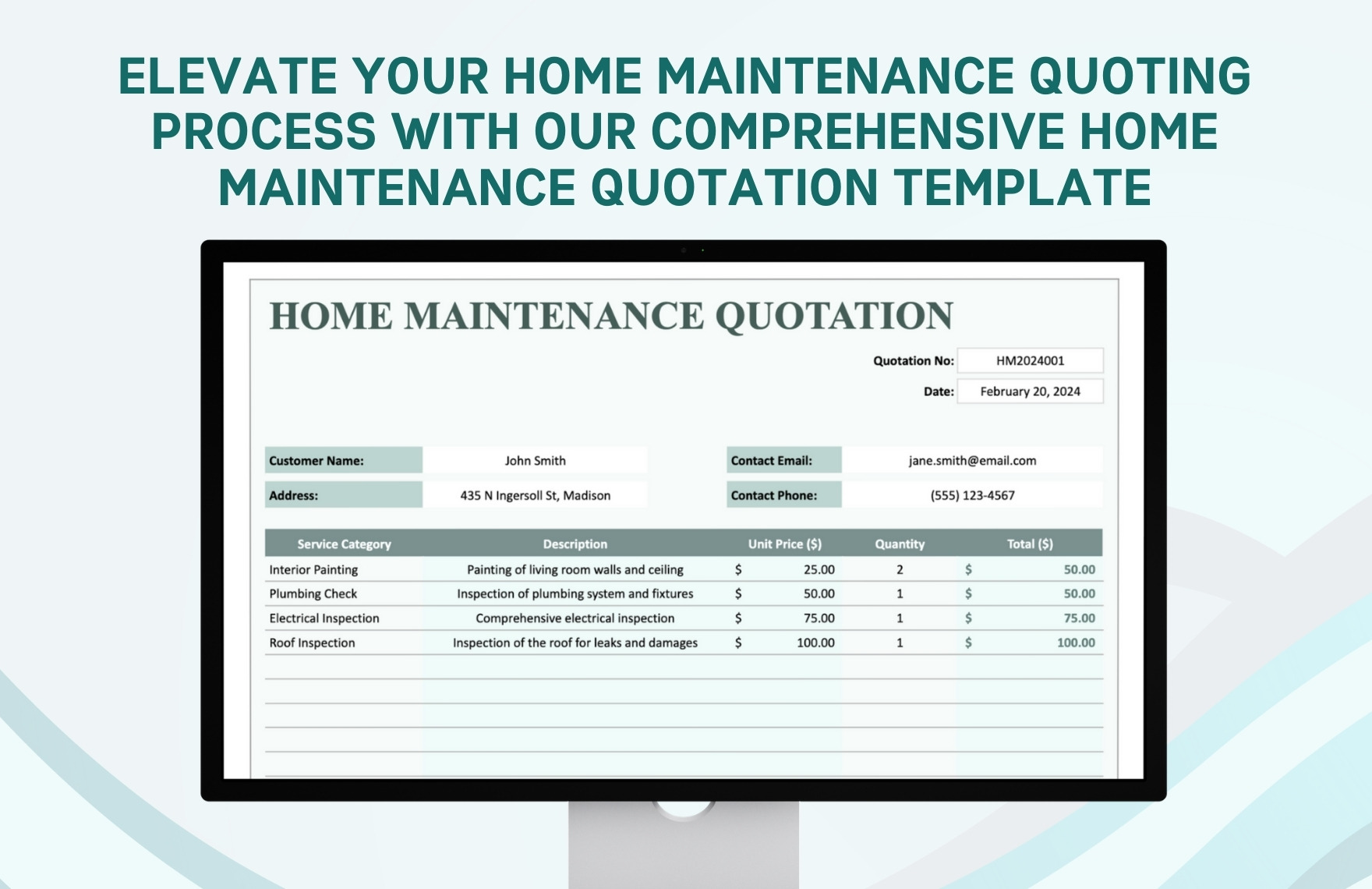 Home Maintenance Quotation Template