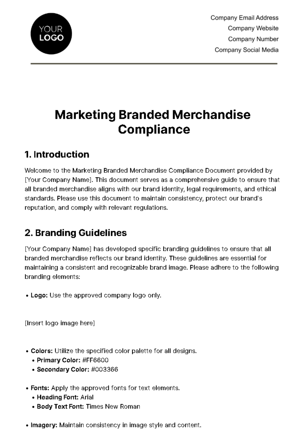 Marketing Branded Merchandise Compliance Template