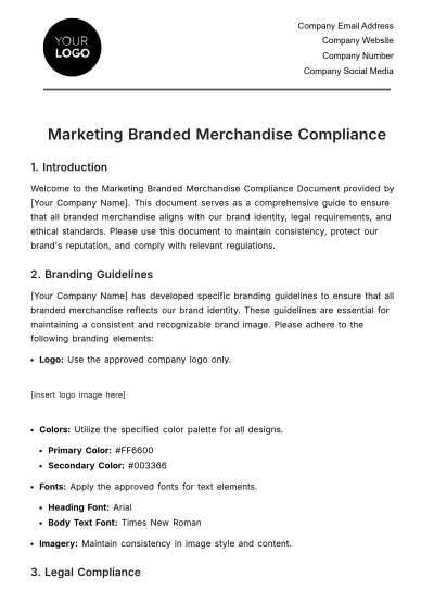 Free Marketing Branded Merchandise Compliance Template to Edit Online