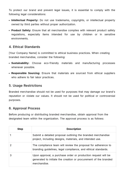Free Marketing Branded Merchandise Compliance Template to Edit Online
