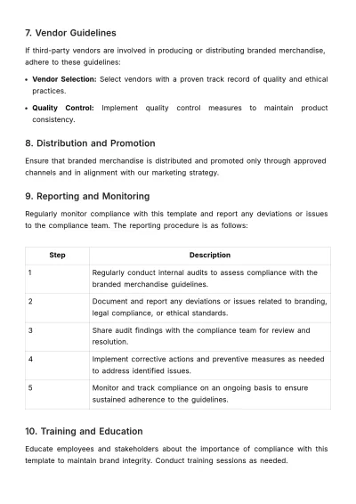 Free Marketing Branded Merchandise Compliance Template to Edit Online