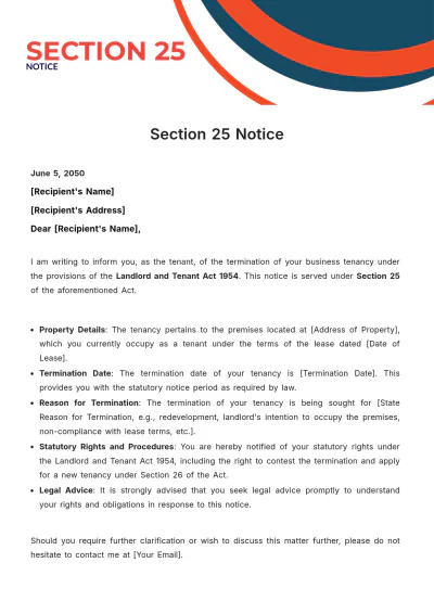 Free Section 25 Notice Template to Edit Online