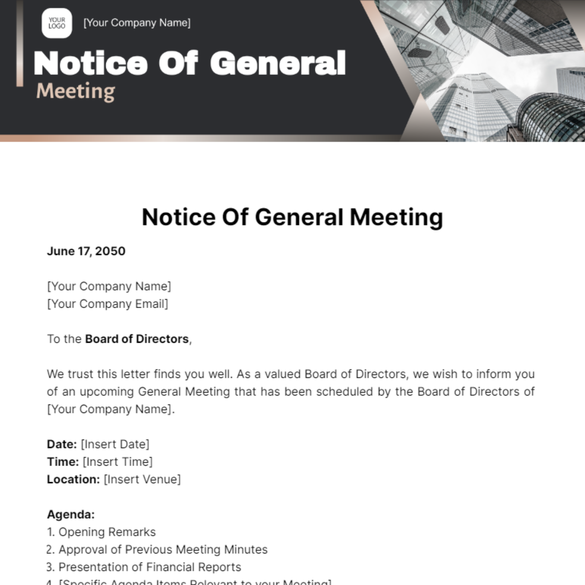Notice Of General Meeting Template