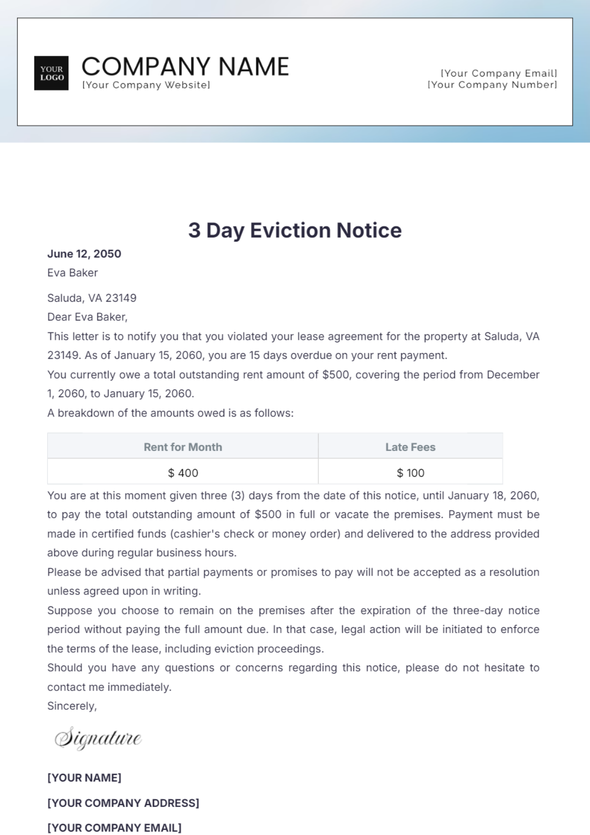 3 Day Eviction Notice Template - Edit Online & Download