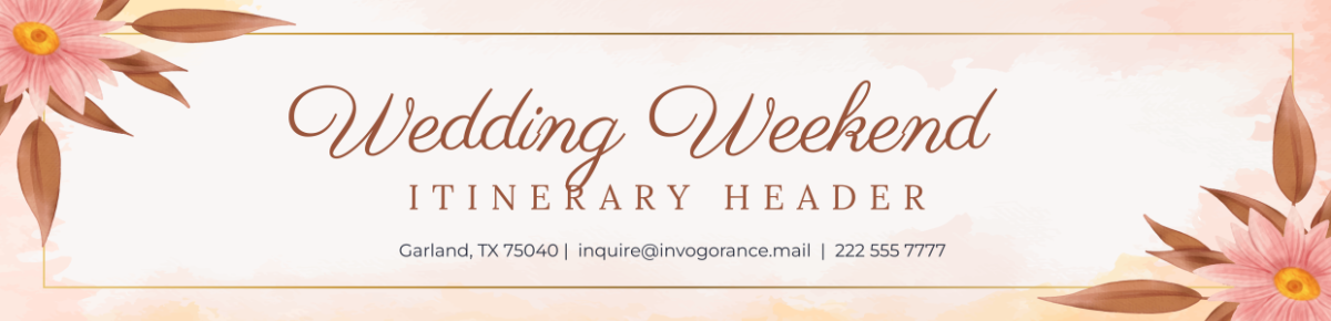 Wedding Weekend Itinerary Header Template - Edit Online & Download