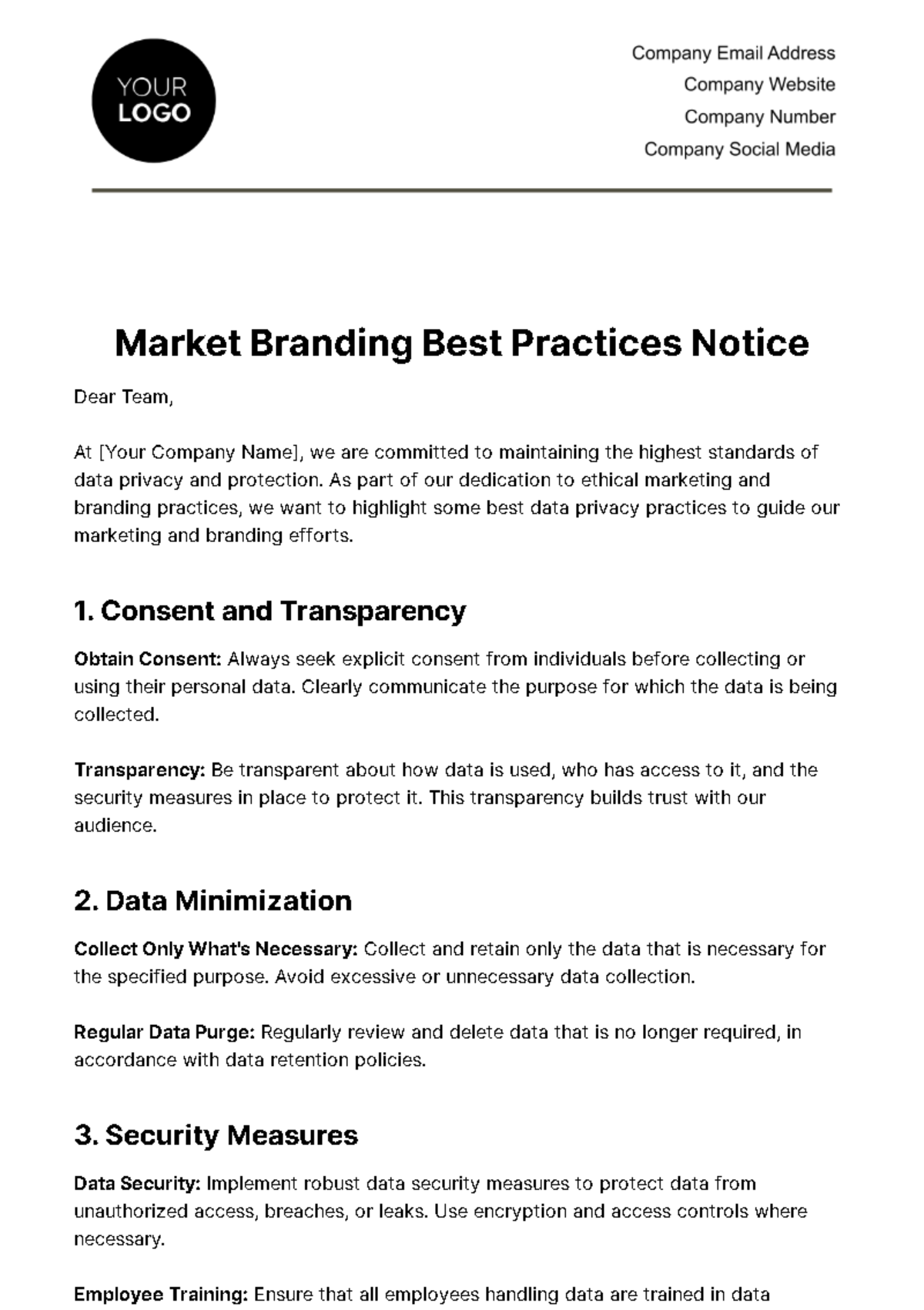 Marketing Branding Best Practices Notice Template
