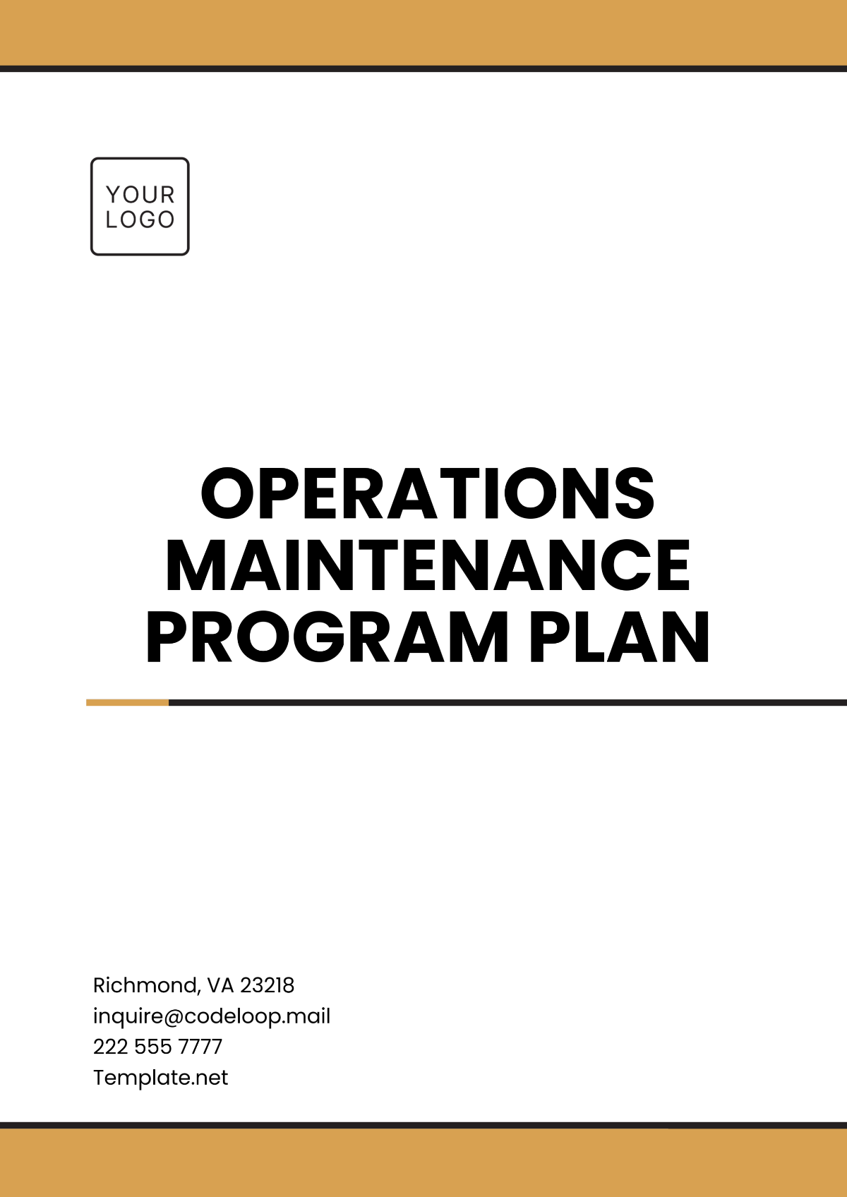 Operations Maintenance Program Plan Template