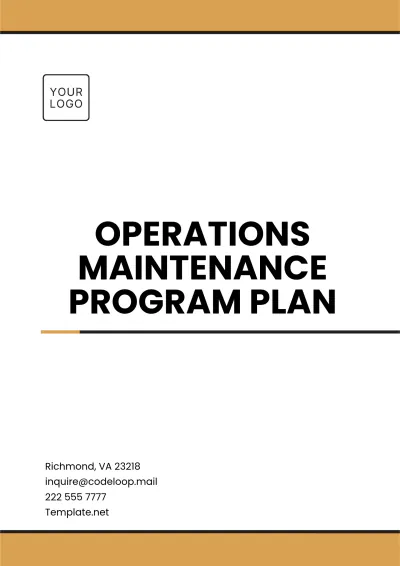 Free Operations Maintenance Program Plan Template to Edit Online