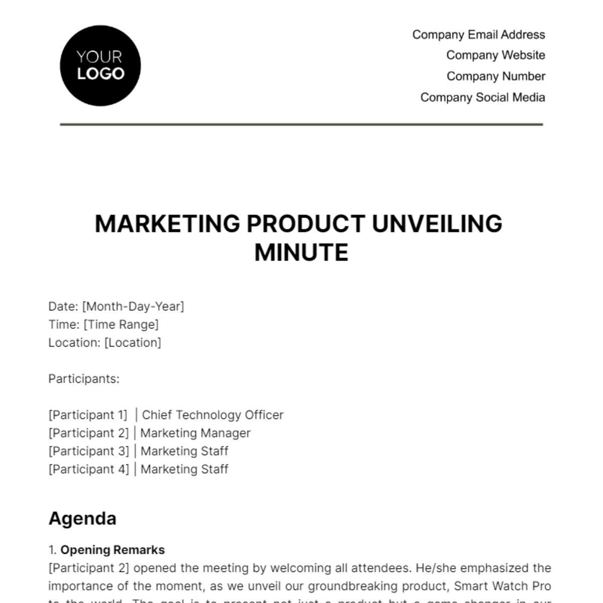 Marketing Product Unveiling Minute Template