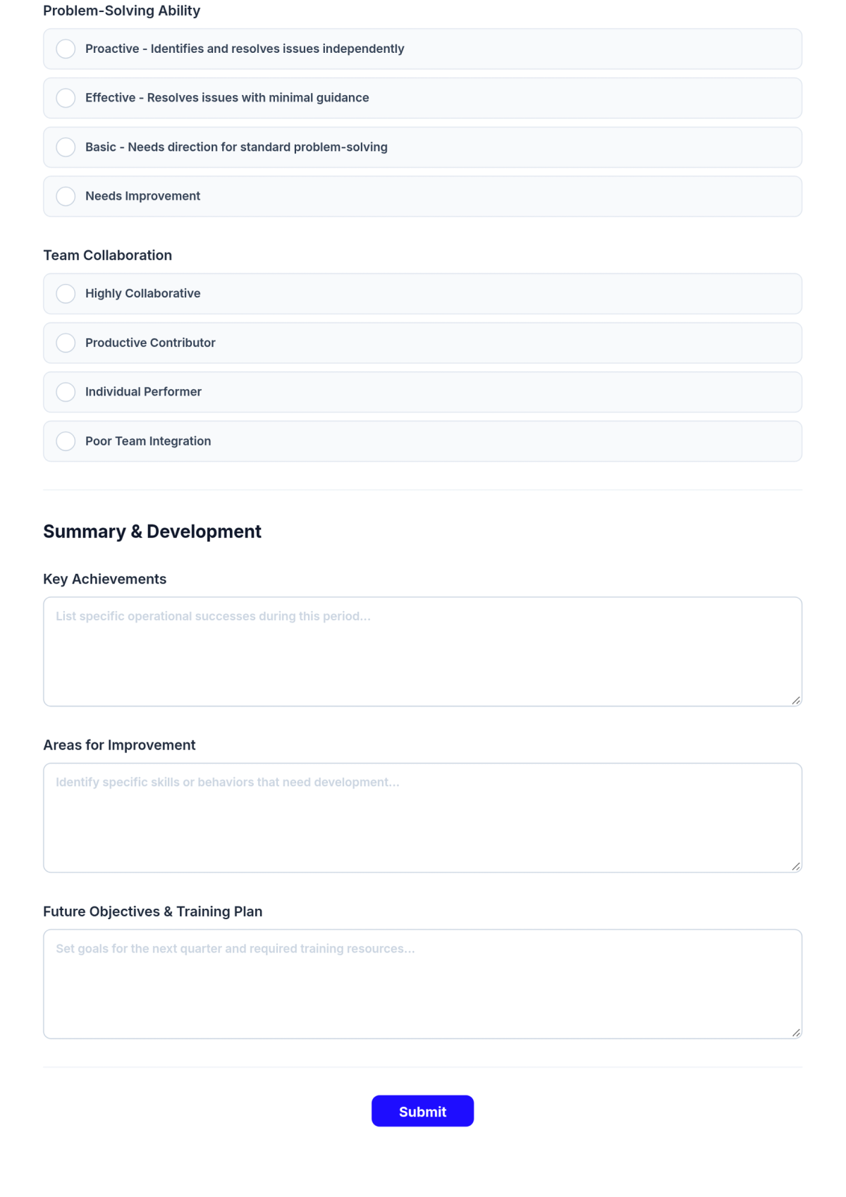 Free Operations Performance Review Form Template & AI Maker