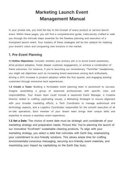 Free Marketing Launch Event Management Manual Template to Edit Online