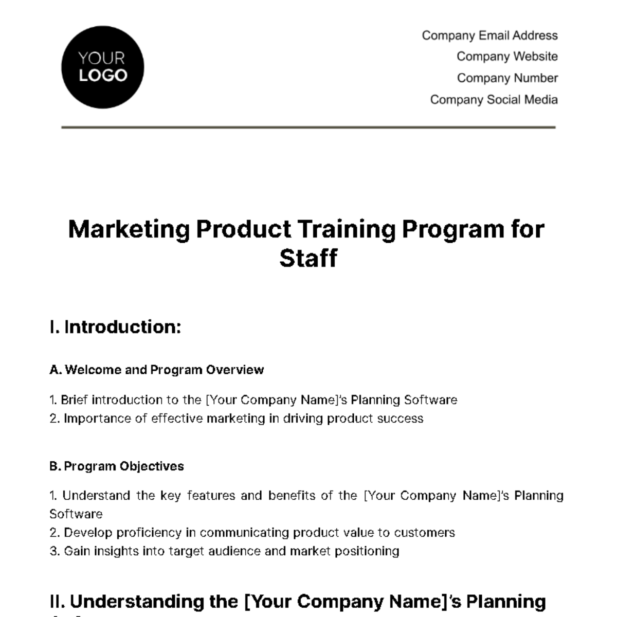  Marketing Product Training Program for Staff Template