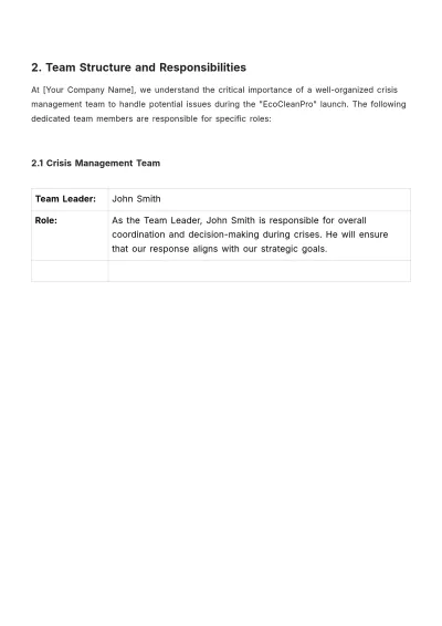Free Marketing Product Launch Crisis Management Plan Template to Edit Online