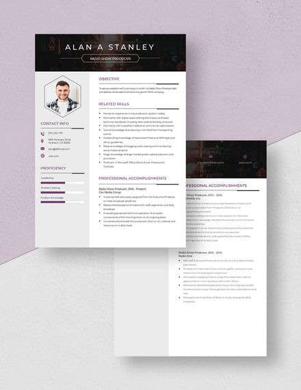 Radio Show Producer Resume Template Download