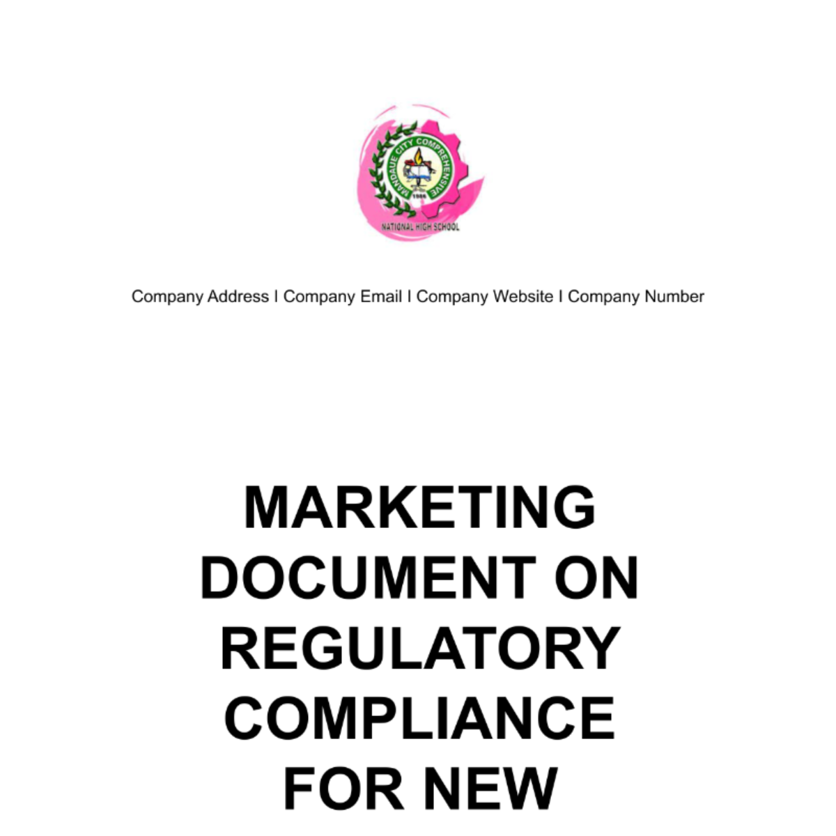Marketing Document on Regulatory Compliance for New Product Template