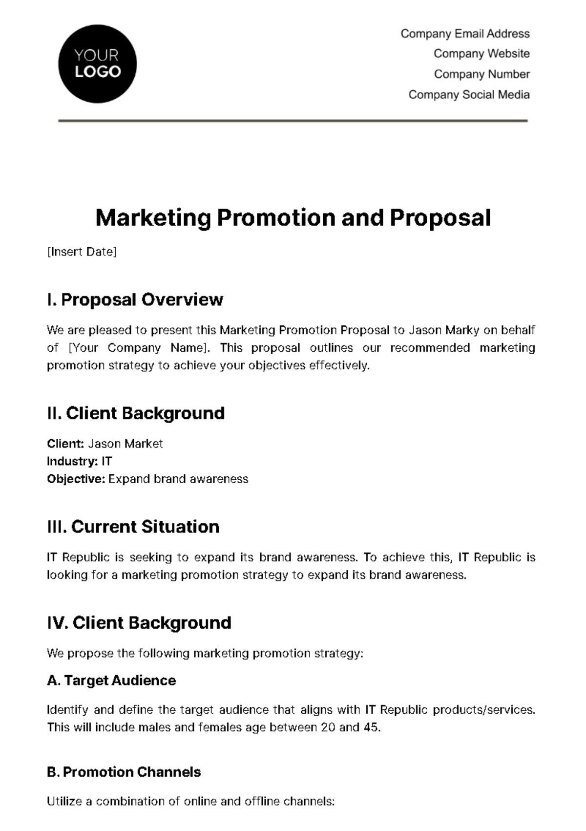 Marketing Promotion Proposal Template