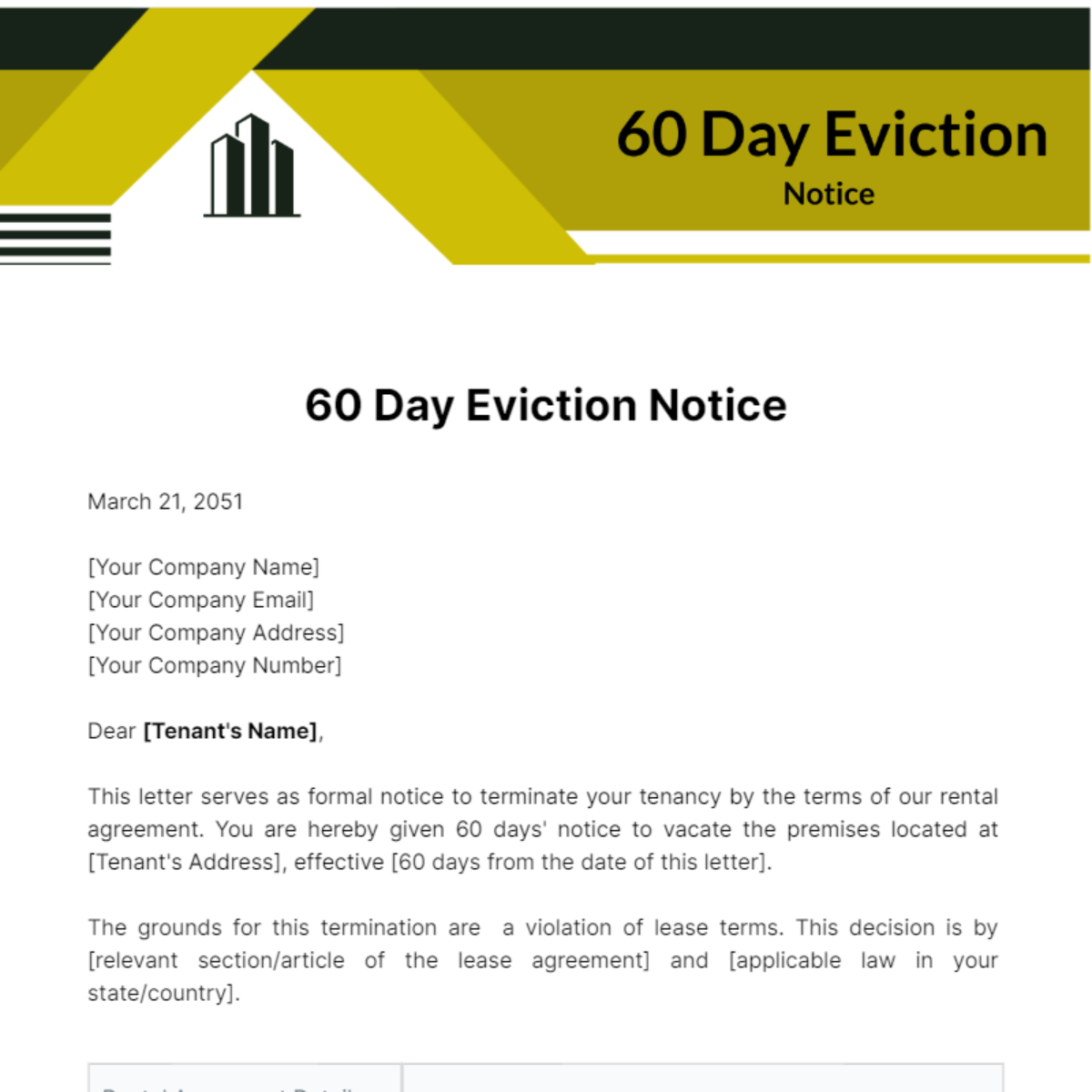 Free 60 Day Eviction Notice Template