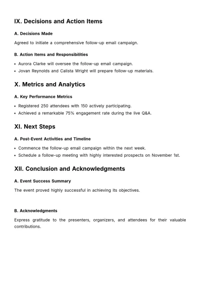 Free Marketing Launch Event Minute Template to Edit Online