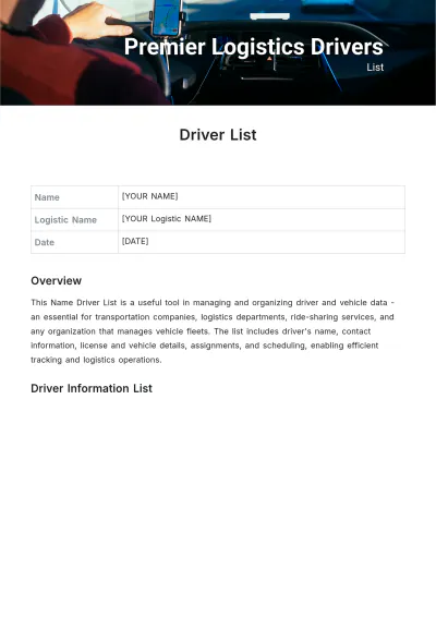 Free Driver List Template to Edit Online