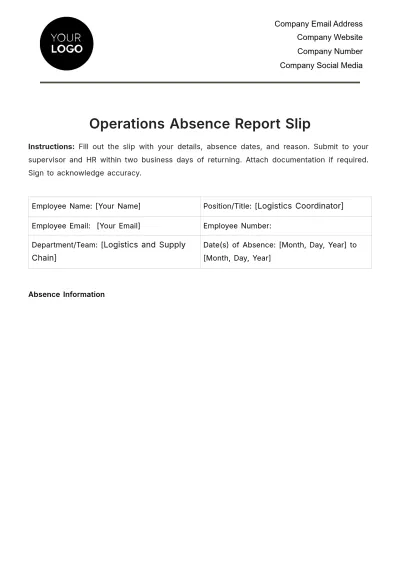 Free Operations Absence Report Slip Template to Edit Online