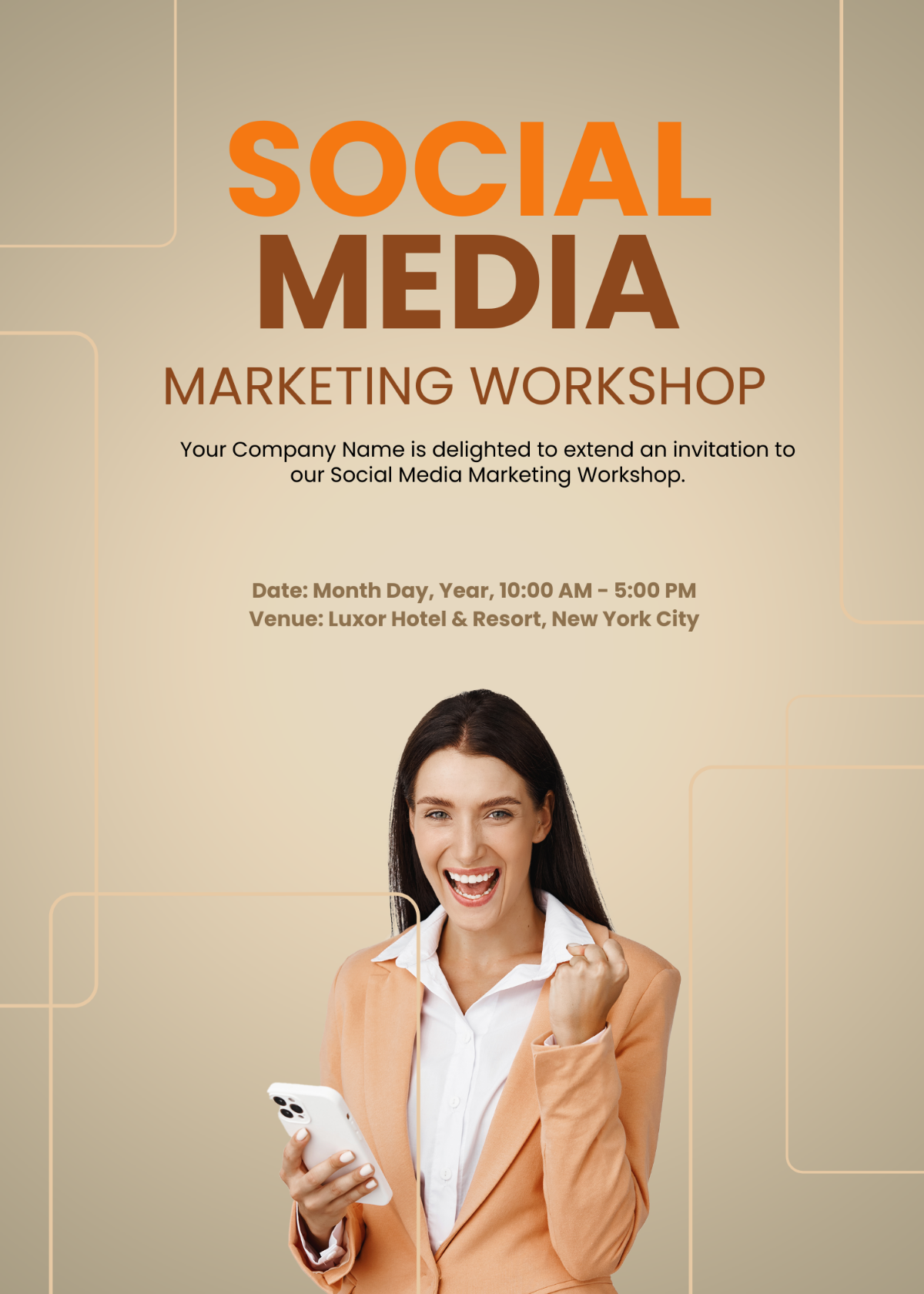 Free Social Media Marketing Workshop Invitation Card Template