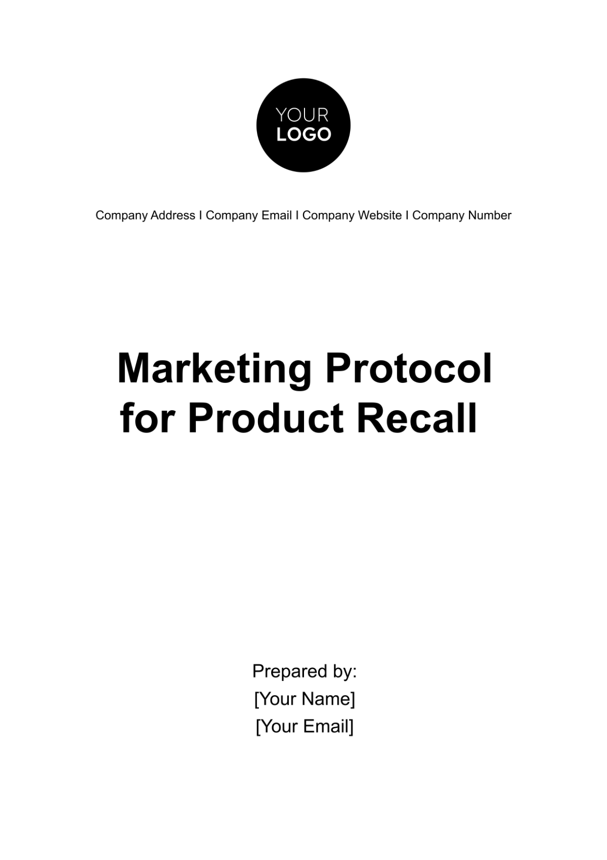 Marketing Protocol for Product Recall Template