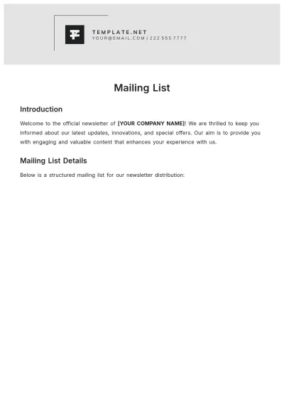 Free Mailing List Template to Edit Online