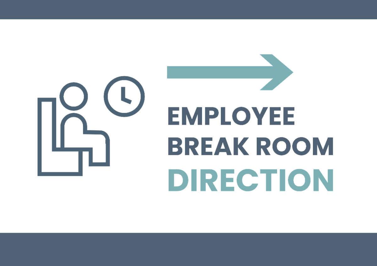 Free Employee Break Room Directions Signage Template